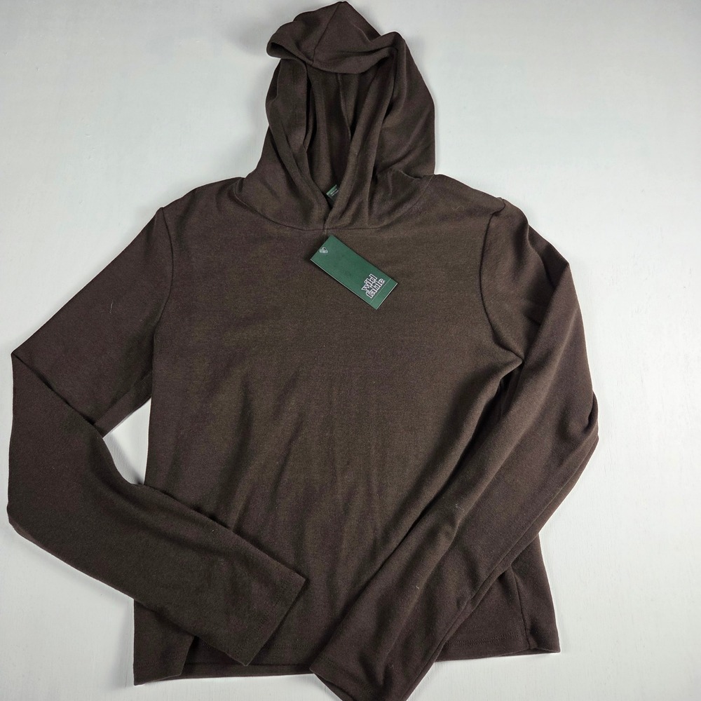 Wild Fable Brown Minimalist Jersey Hoodie XL Earth Tone Y2K Streetwear Basic